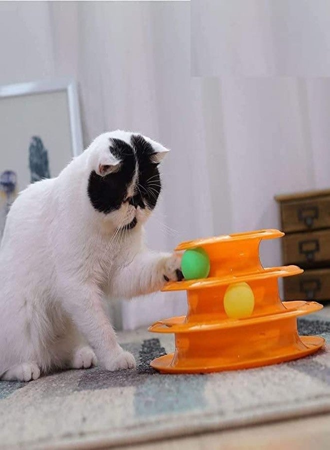 BohoBark Interactive 3-Layer Tower Track Roller with Colourful Balls Turntable Puzzle Toy Ideal for Mental and Physical Exercise Cats and Kittens (Orange) - Image 5